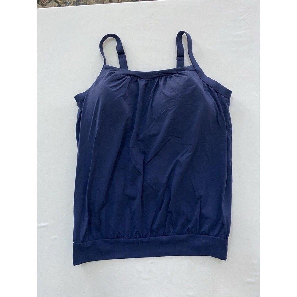 Lands' End Navy Blue Square Neck Tankini Top - Size 18 MAST